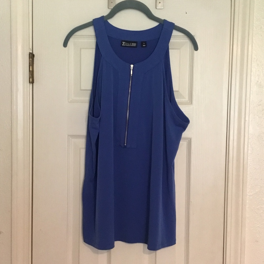 NWOT 7Th Avenue Royal Blue Sleeveless Zip-Front Camisole